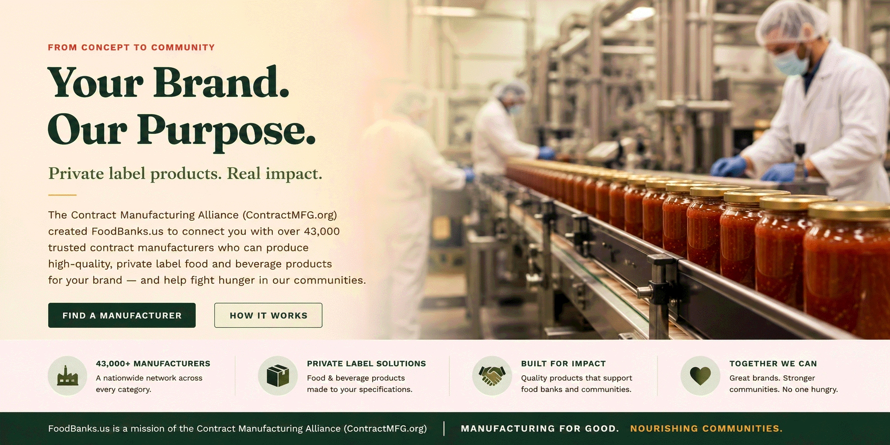 FoodBanks.us private label product manufacturing banner
